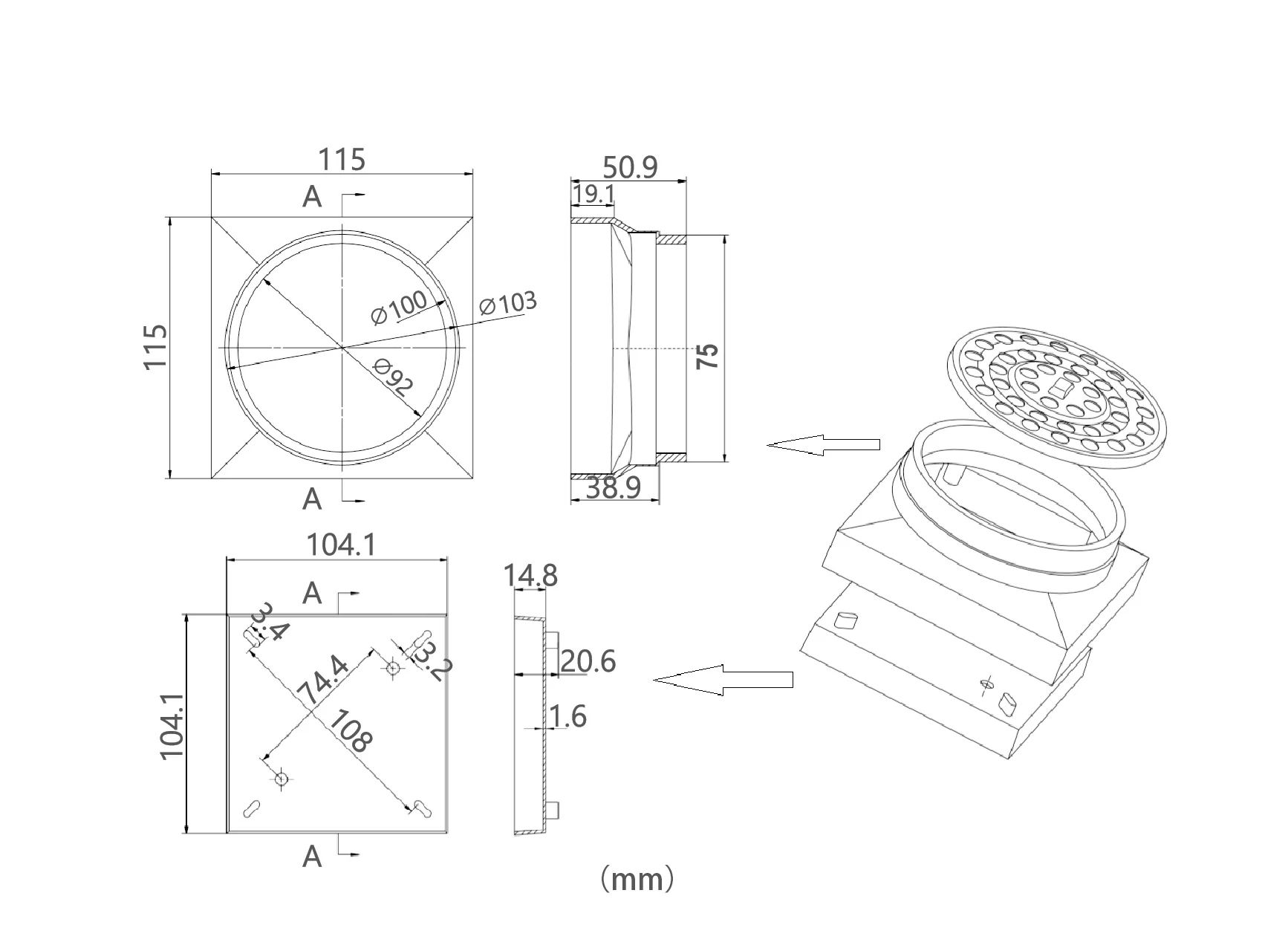 115 x 115mm Tile Insert Shower Grate - Image 6