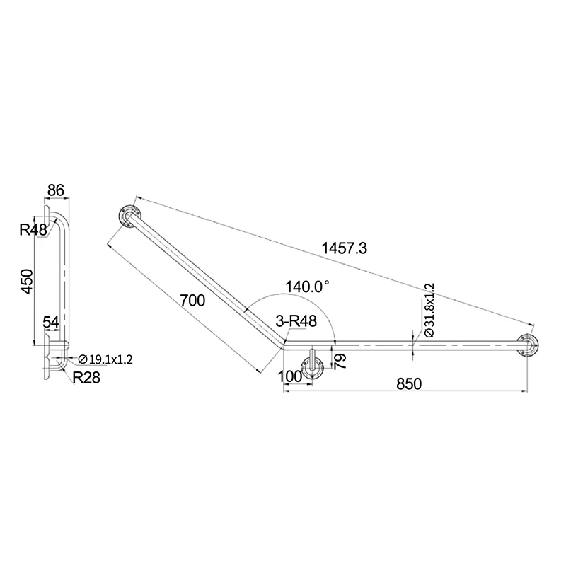 MOBI CARE Curved Grab Rail - Left Hand - Image 3